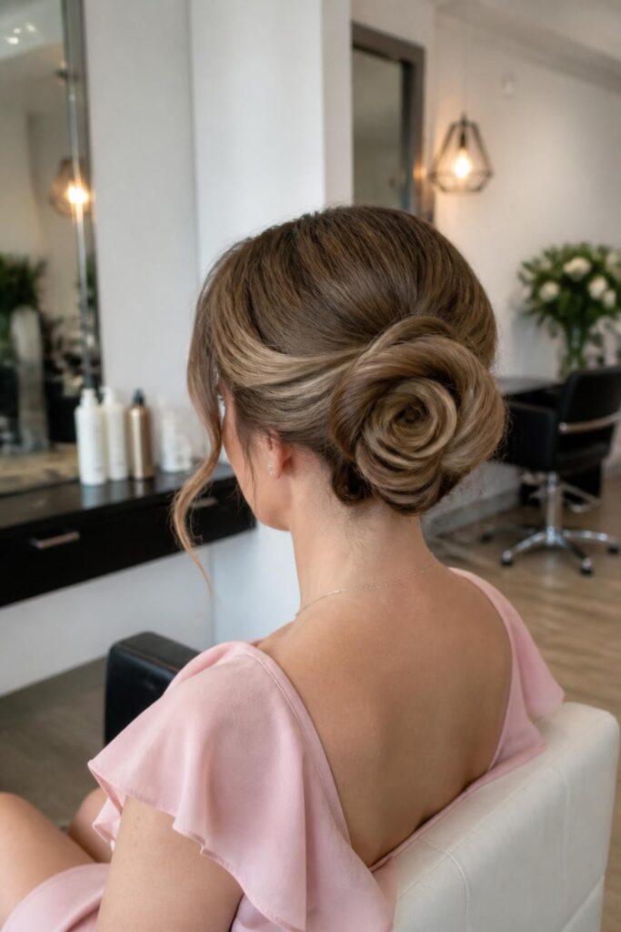 9. Rose bun updo