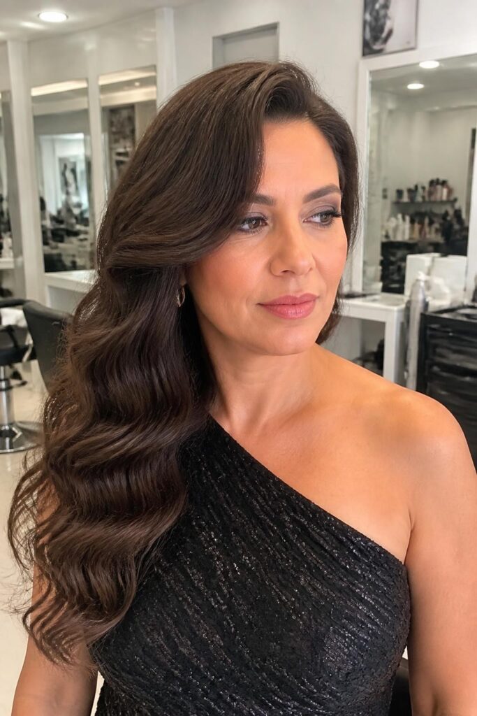 9. Side swept glam waves