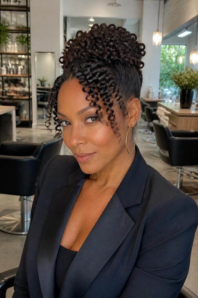 9. The twisted curly updo