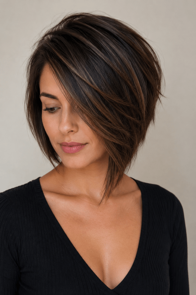 Asymmetrical layered bob