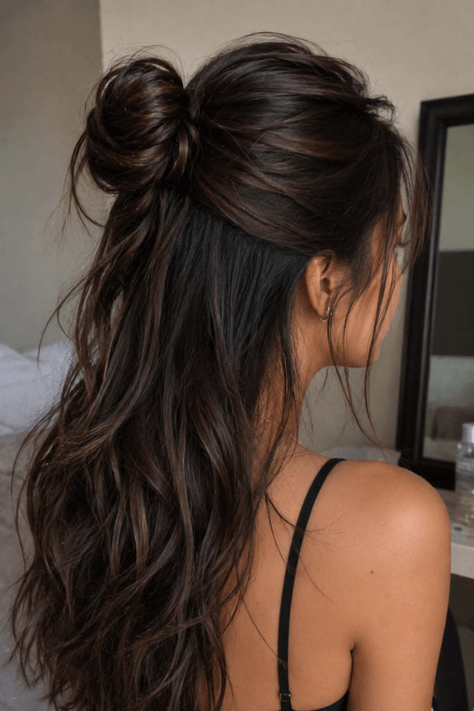 Half up half down bun