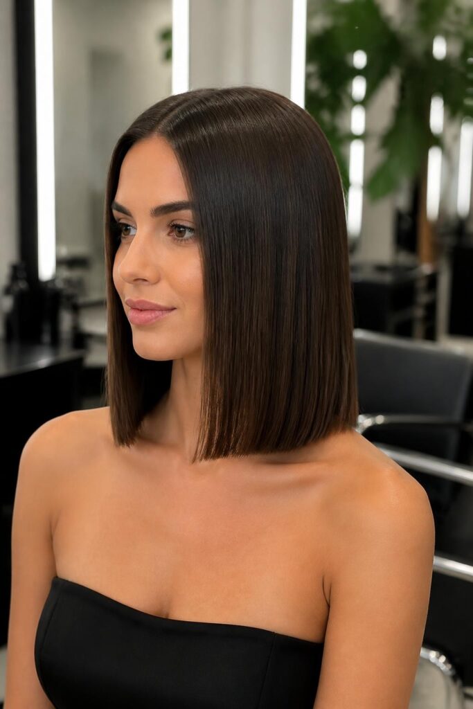 Blunt cut with center part