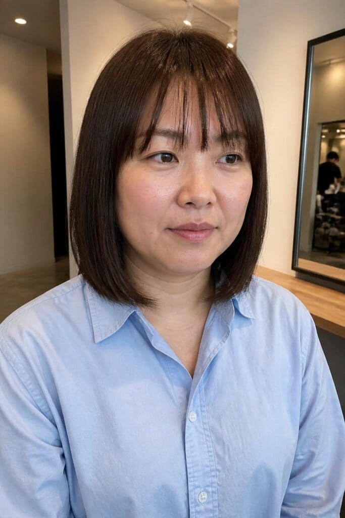 Blunt Cut with Soft Wispy Bangs hairstyle