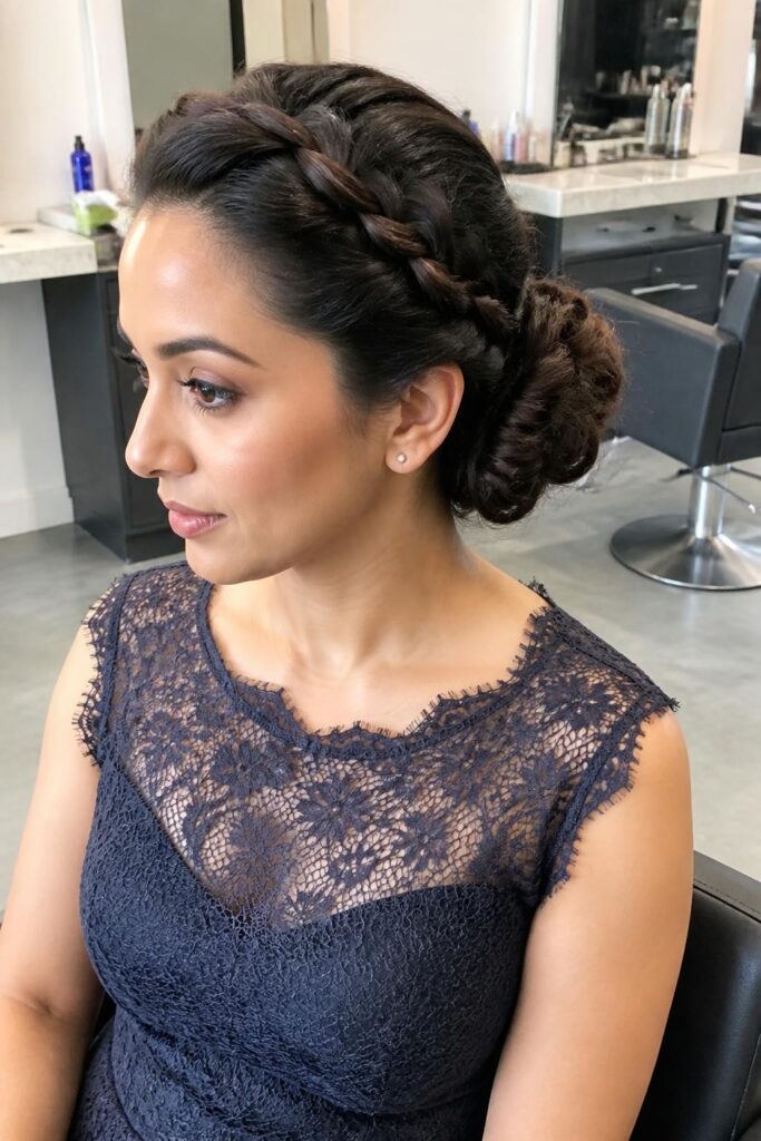 Braided bun with a twisted crown