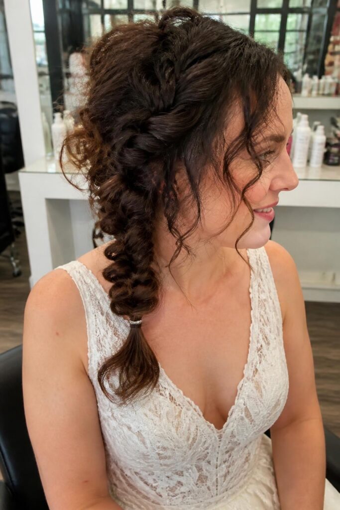 Curly bob with side braid