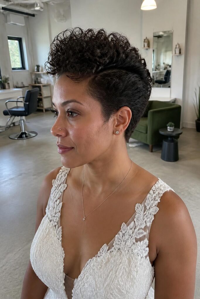 Curly bob with sleek sides