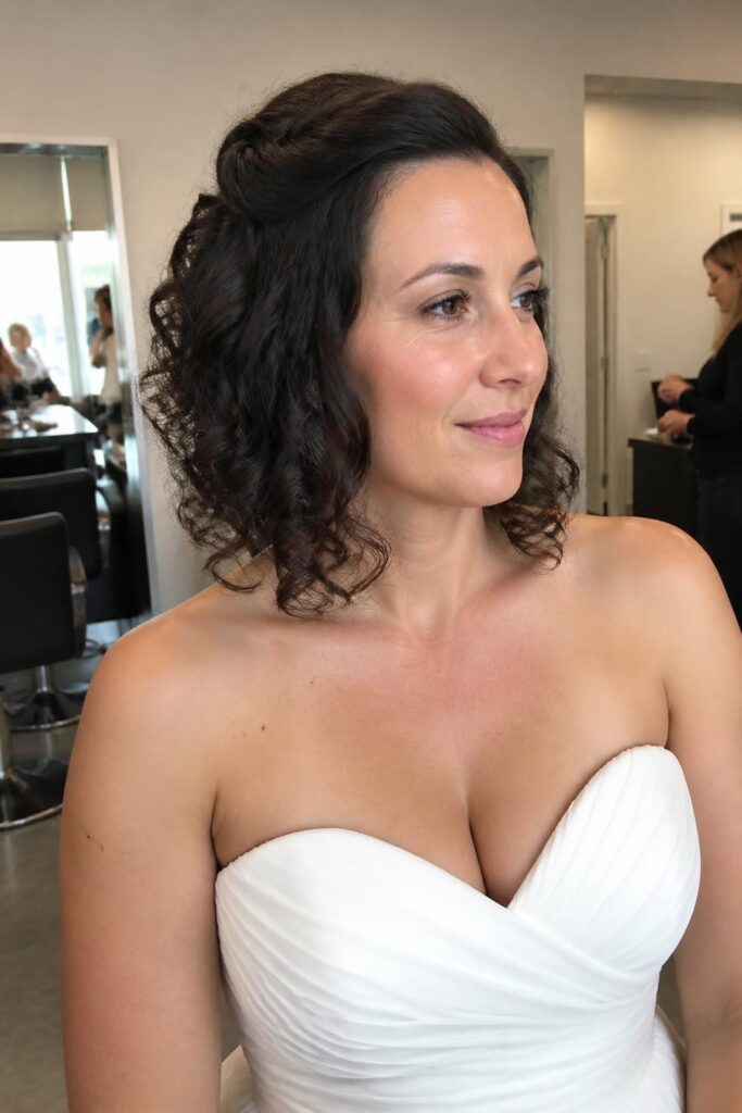 Curly bob with twisted front sections