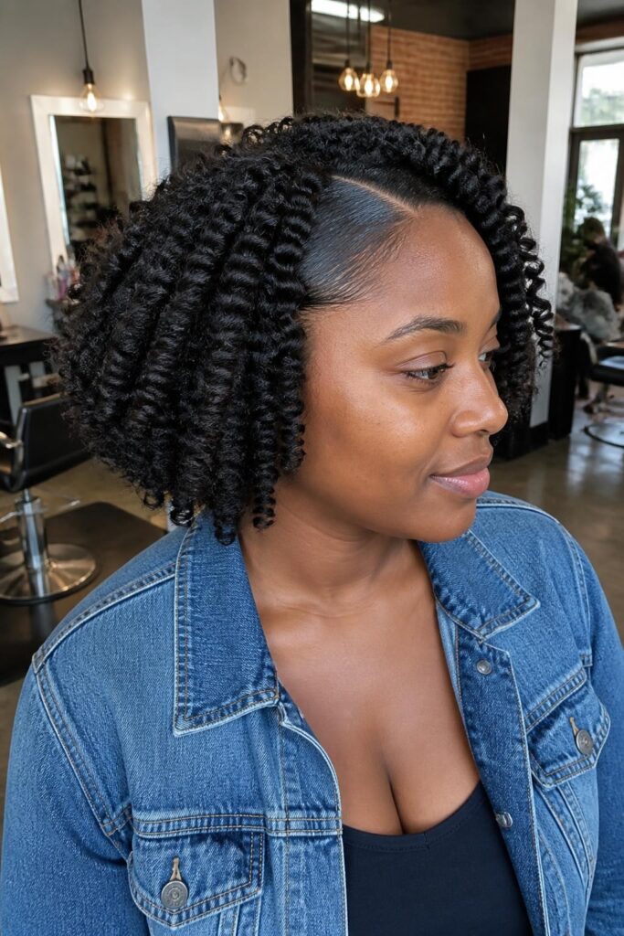 Flat twist out on natural hair