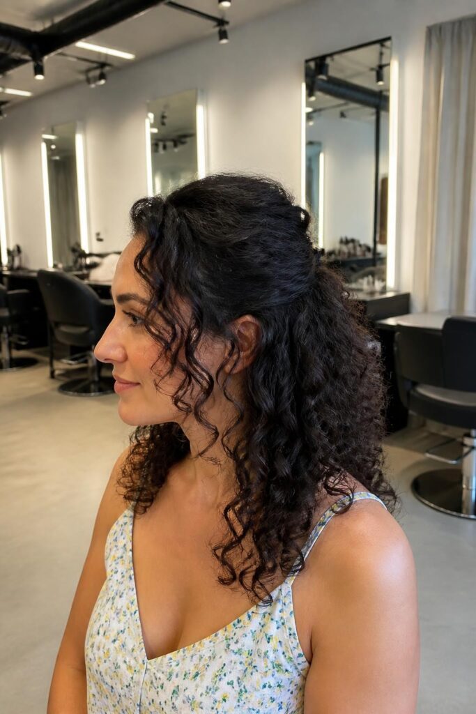 Half up half down curls