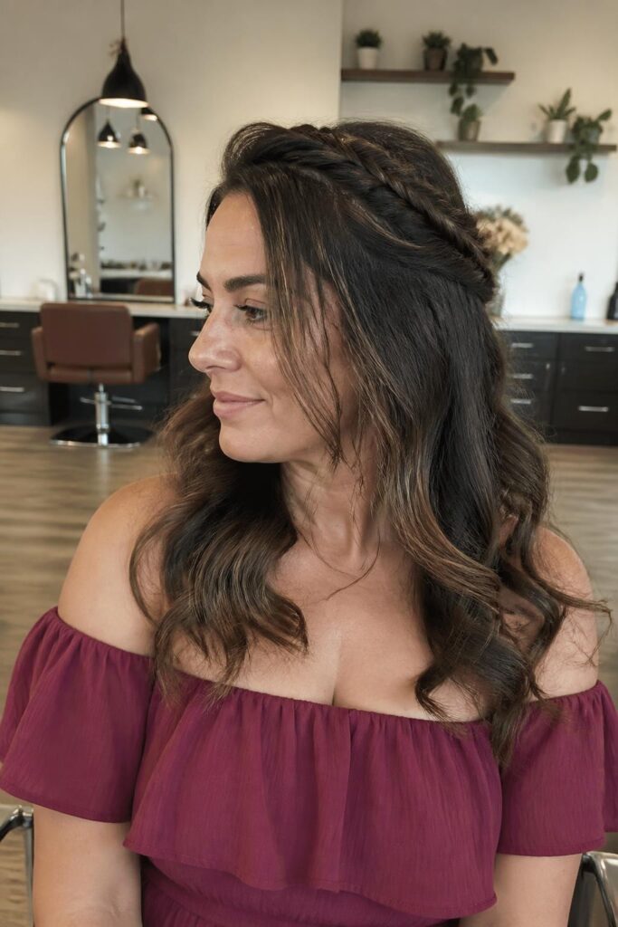 Half up half down with braids