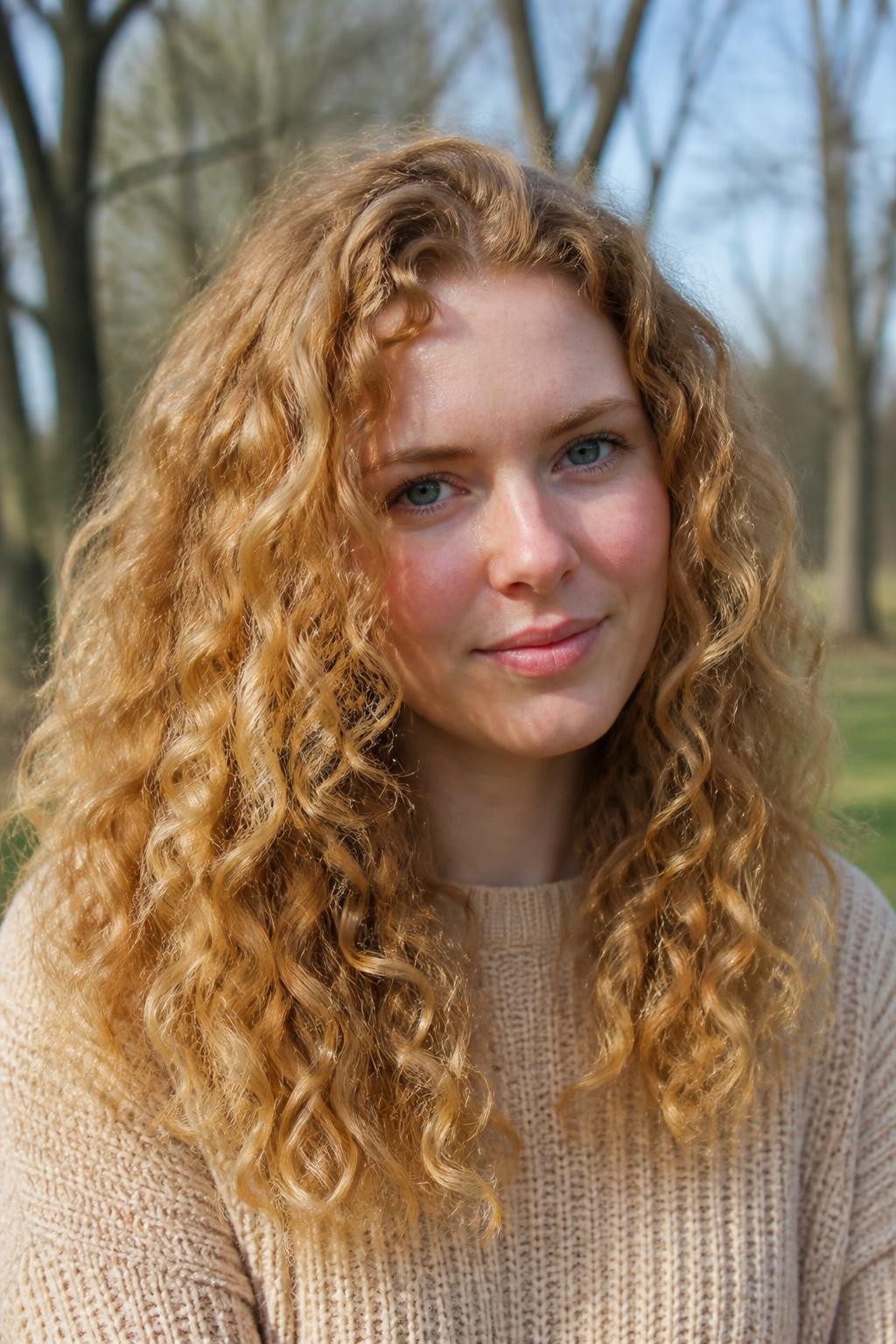 Woman with strawberry blonde ringlets