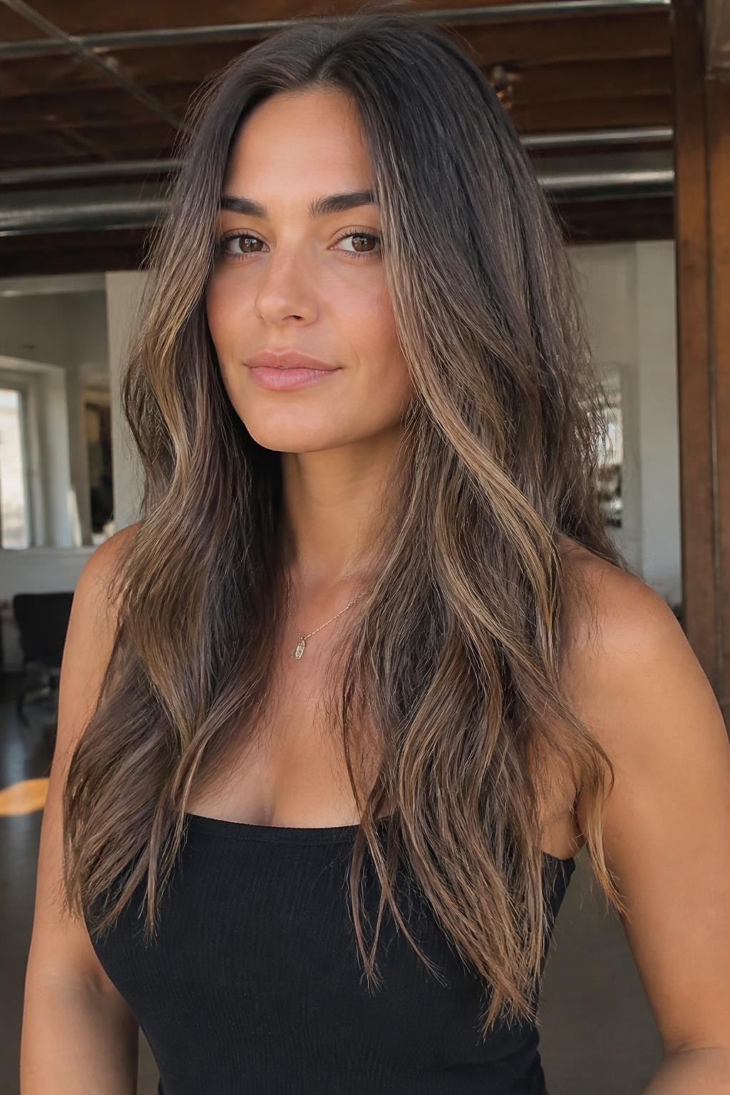 Woman with long hair with low-maintenance neapolitan teasylights