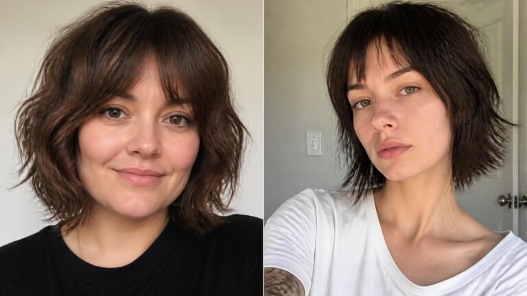 Two different women with shaggy bob haircuts