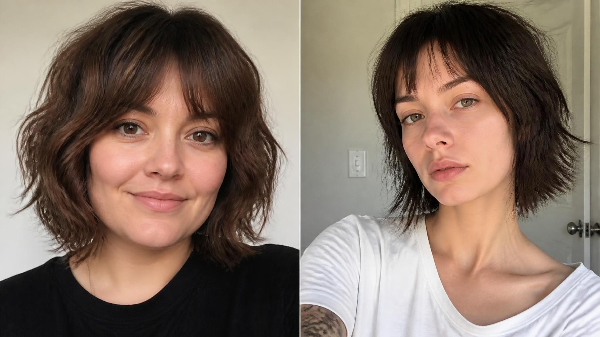 Two different women with shaggy bob haircuts