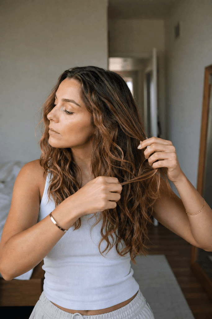 How to style wavy hair without product image 02