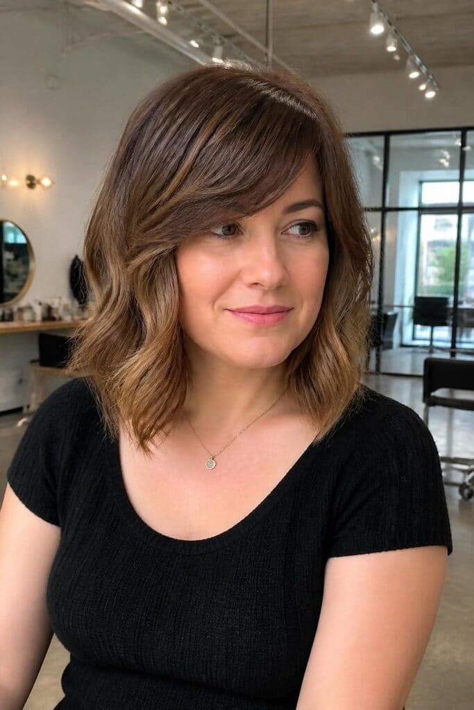 Lob with Side Swept Bangs hairstyle