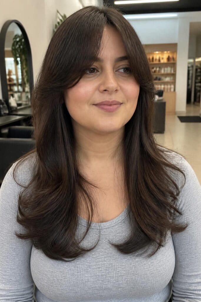Long Layers with Curtain Bangs hairstyle