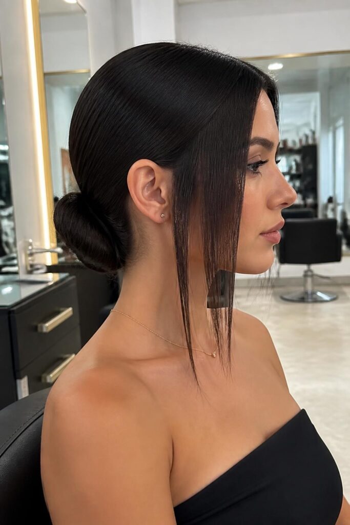 Low bun with straight sides