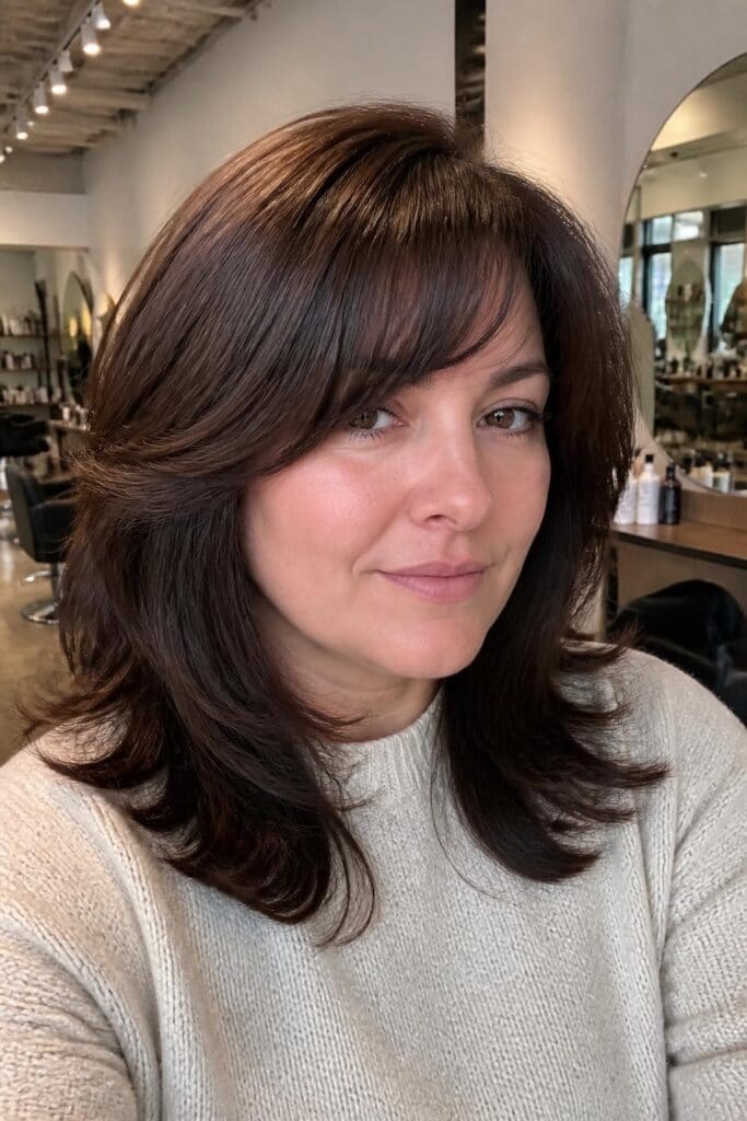 Medium Layers with Arched Bangs hairstyle