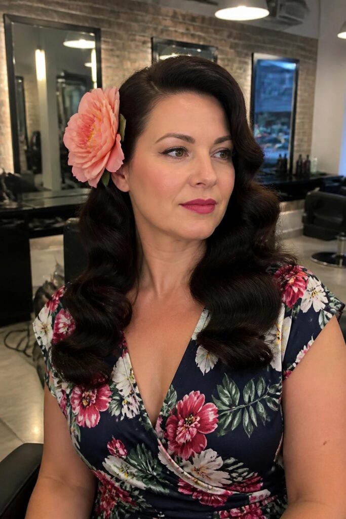 Pin up with flower accent