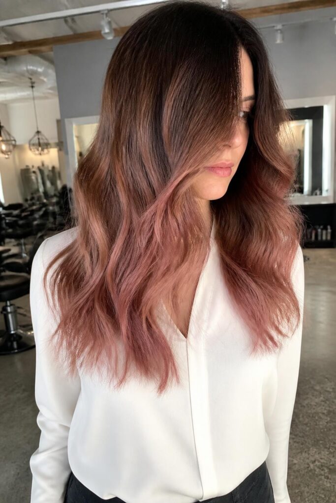 Rose gold ombre for brunettes