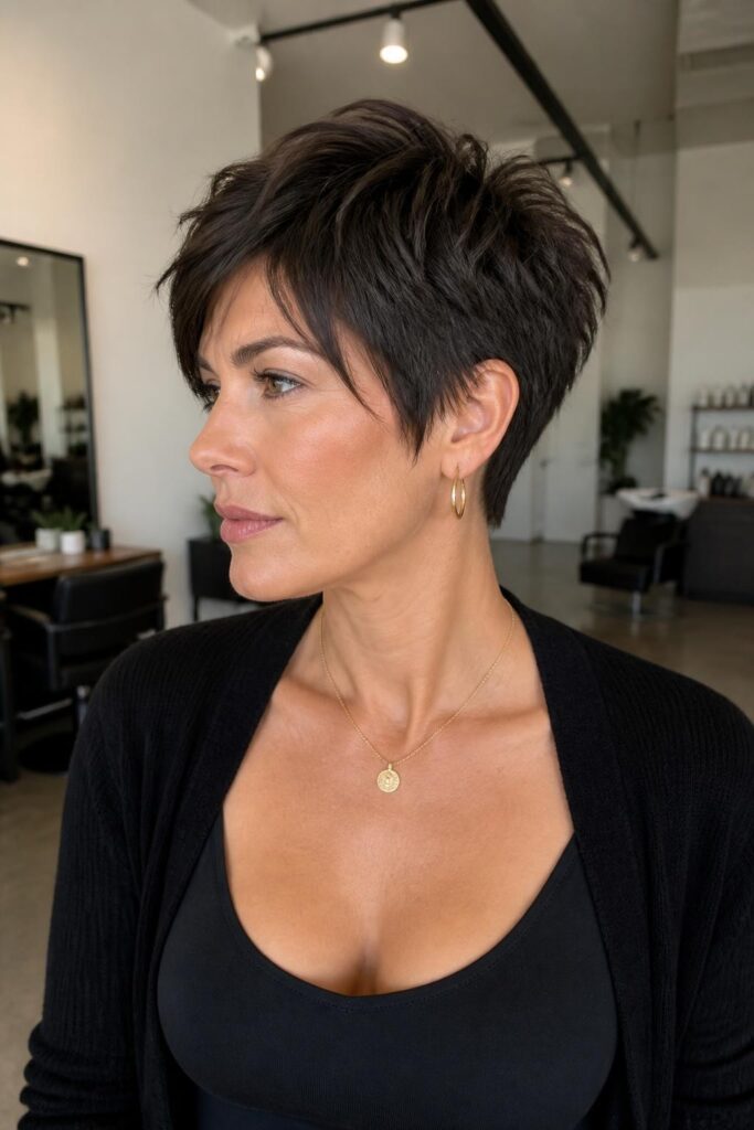 Short layered crop with tapered nape