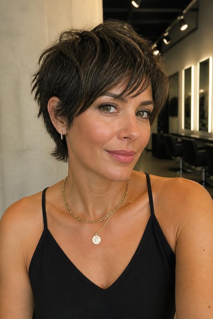 Short layered cut with soft texture paste