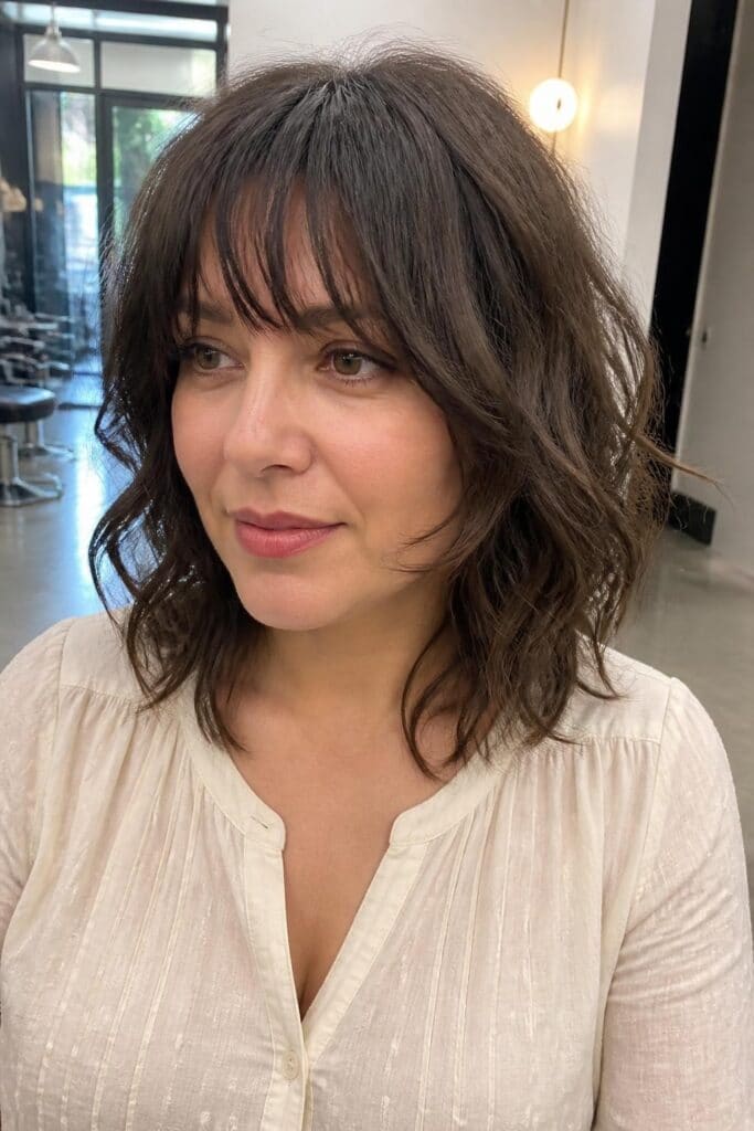Shoulder Length Shag with Wispy Bangs hairstyle