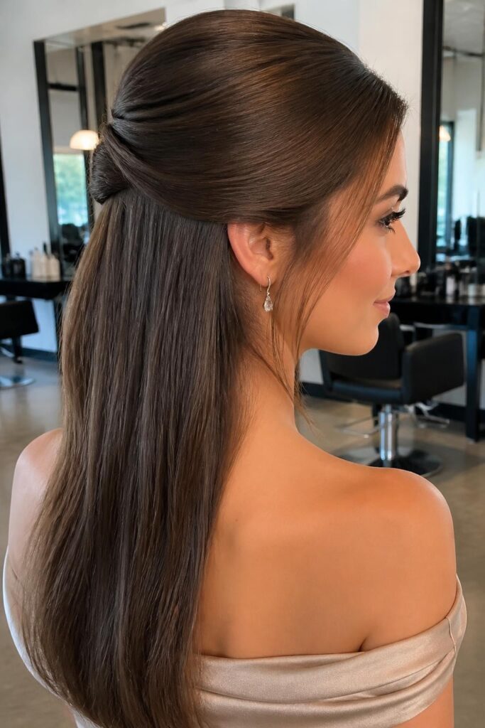 Sleek half-up half-down