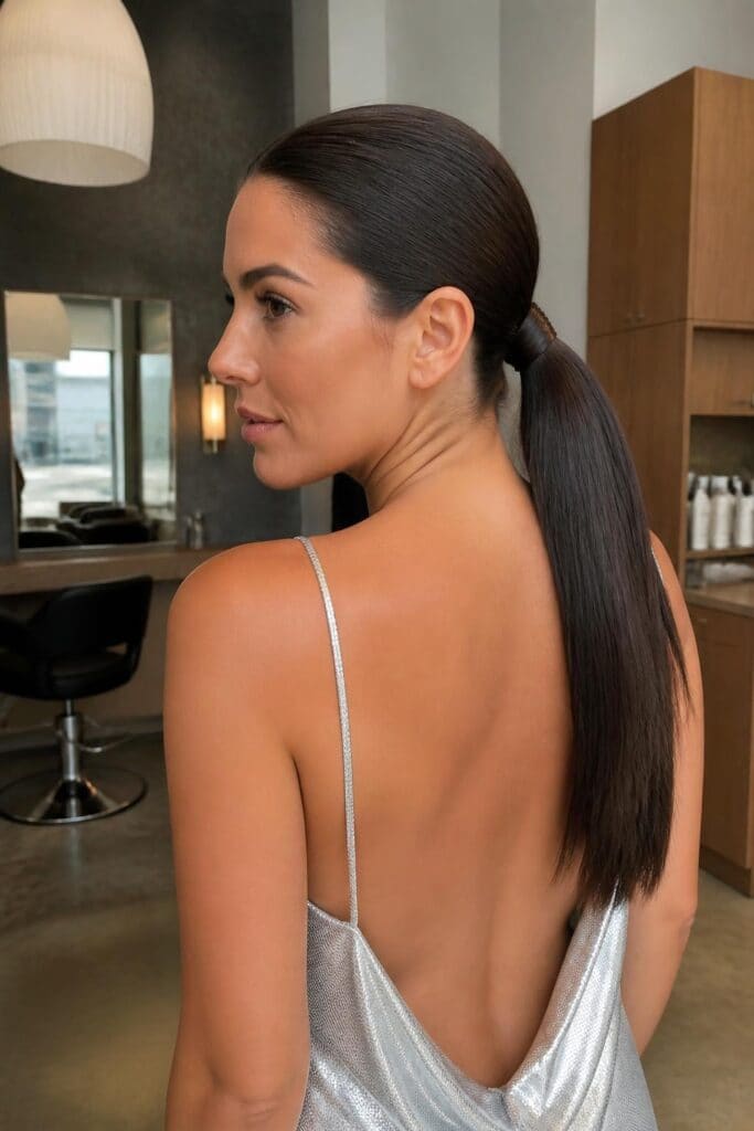 Sleek Low Pony with a Wrap hairstyle