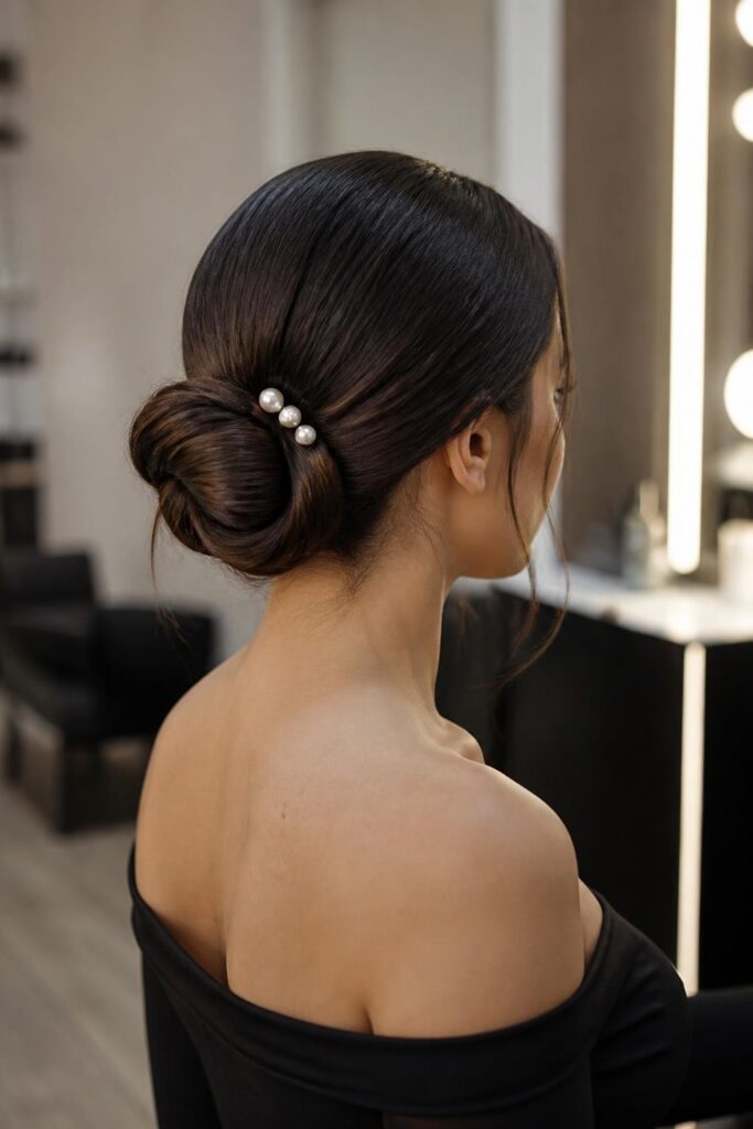 Sleek pin up with pearl pins