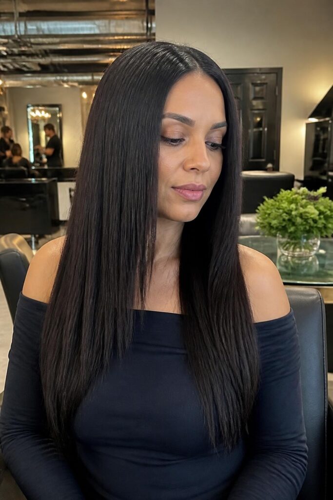 Sleek straight hair