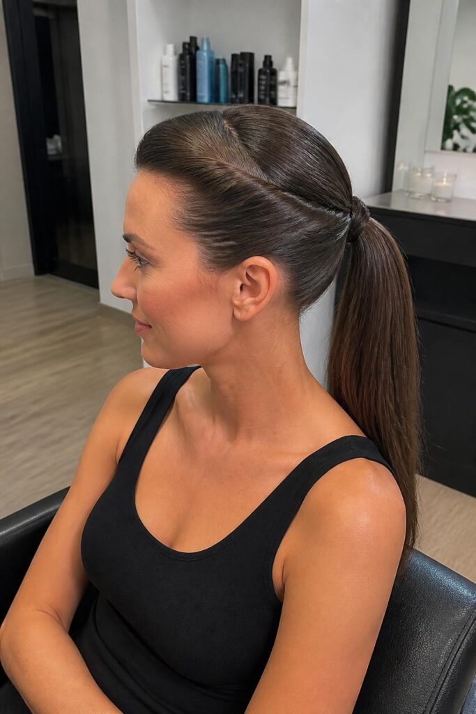 Slick back ponytail with a twist