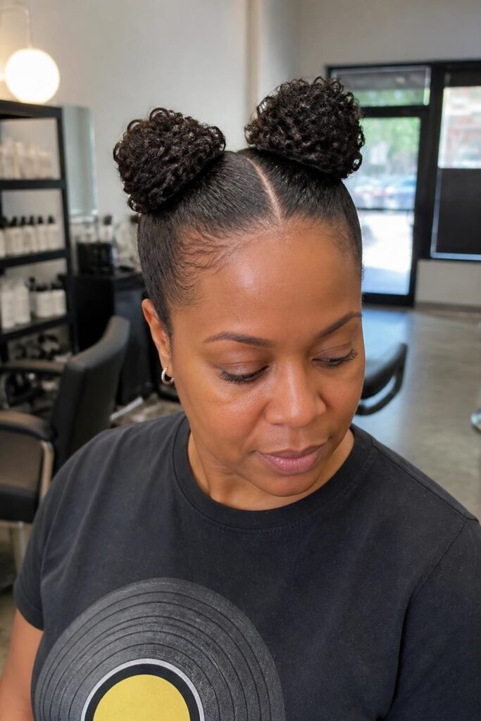 Space buns for playful curls