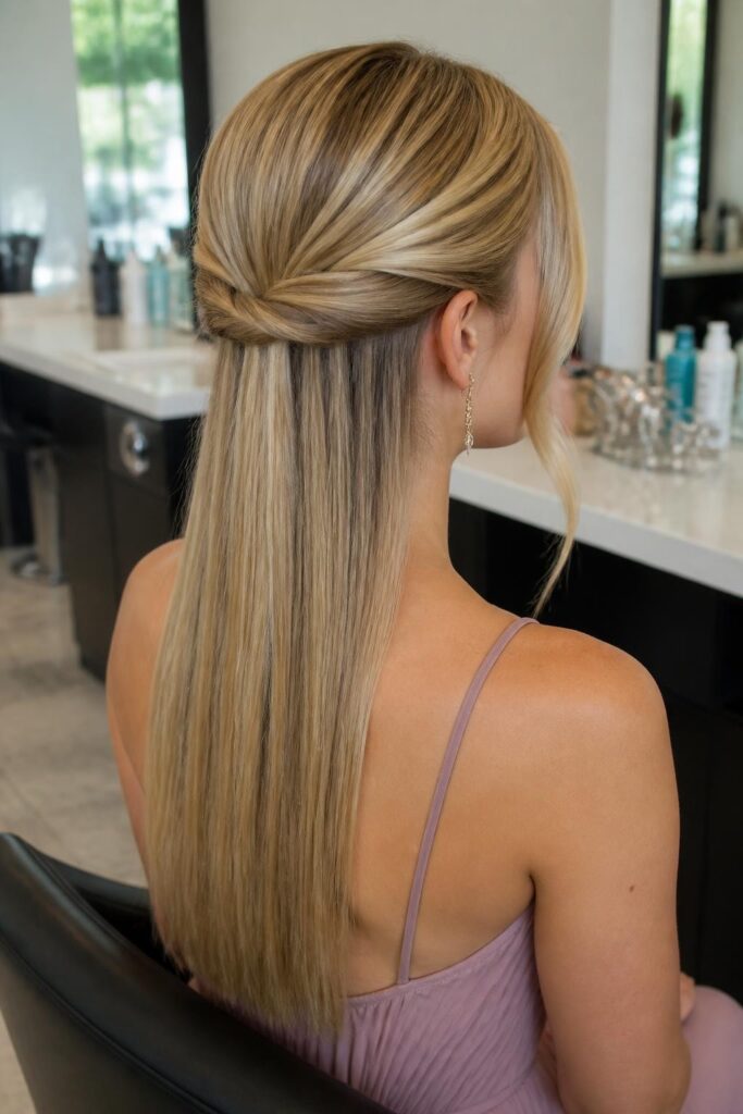 Straight hair with a low twist