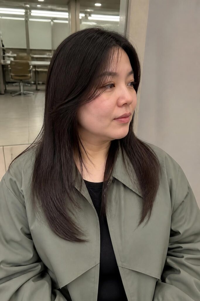 Straight hair with a razor cut