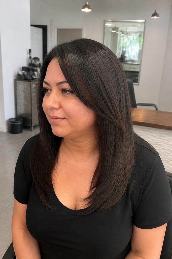 Straight hair with angled ends