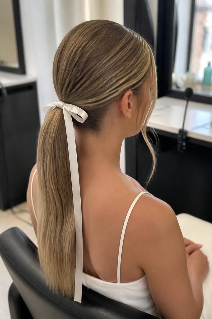 Straight pony with a ribbon