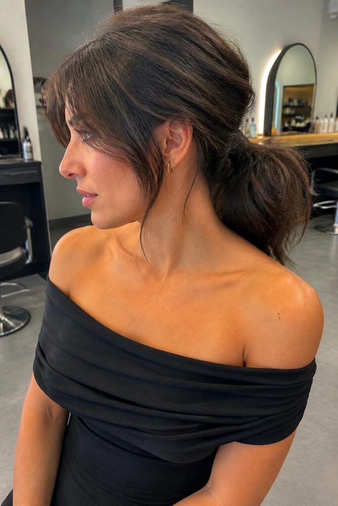Textured low ponytail