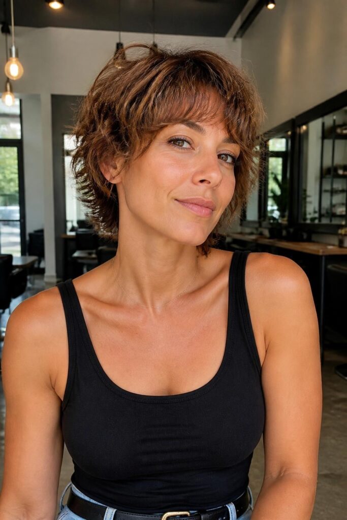 Textured shaggy crop