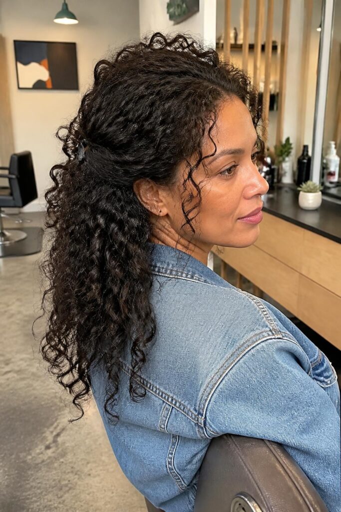 The half up half down twist