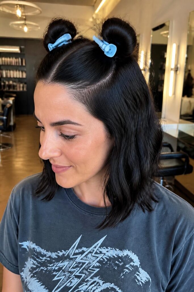 The half up space bun
