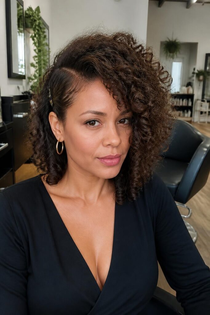 The side swept curls