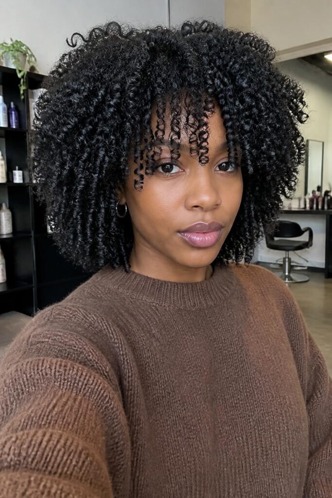 Twist out with bangs