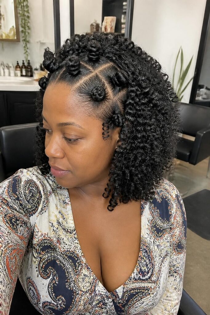 Twist out with bantu knots