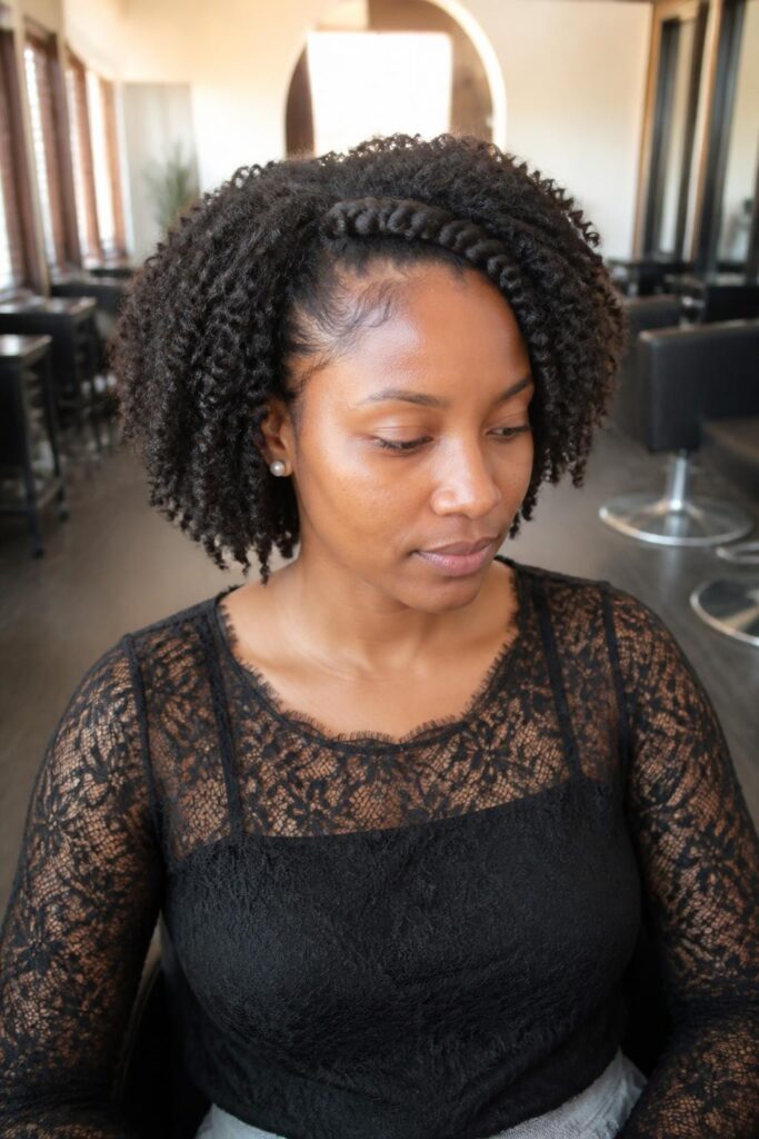 Twist out with braided crown