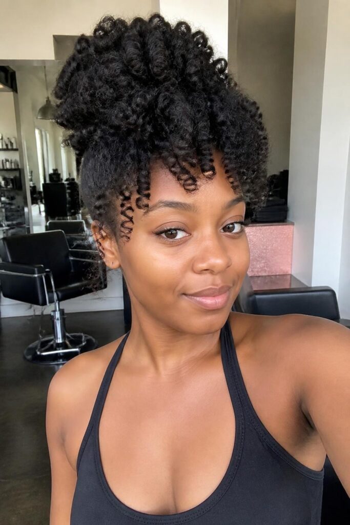 Twist out with pineapple updo