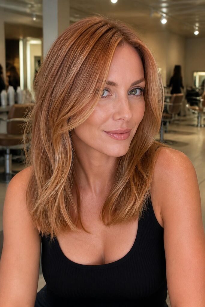 Warm caramel blonde lowlights