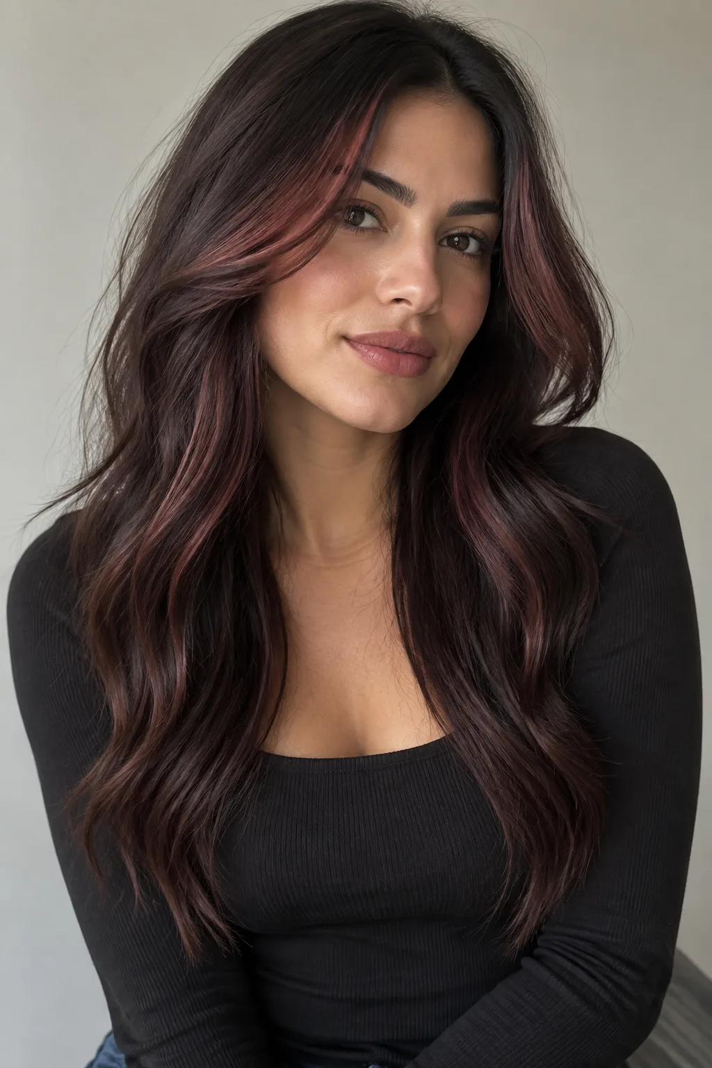 Cherry Cola Auburn Money Piece hair color