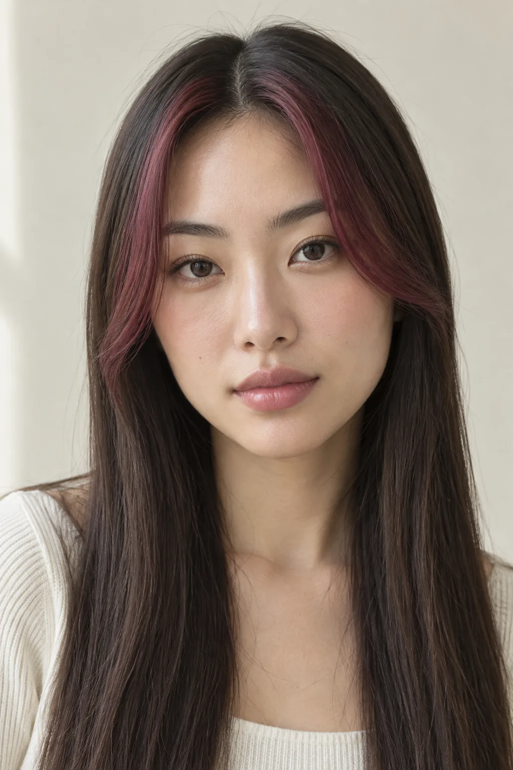 Cherry Plum Face-Framing Pieces hair color